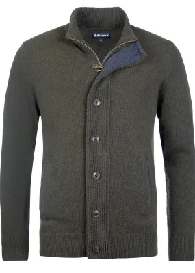 Barbour Maglia da uomo con zip e bottoni  Patch verde