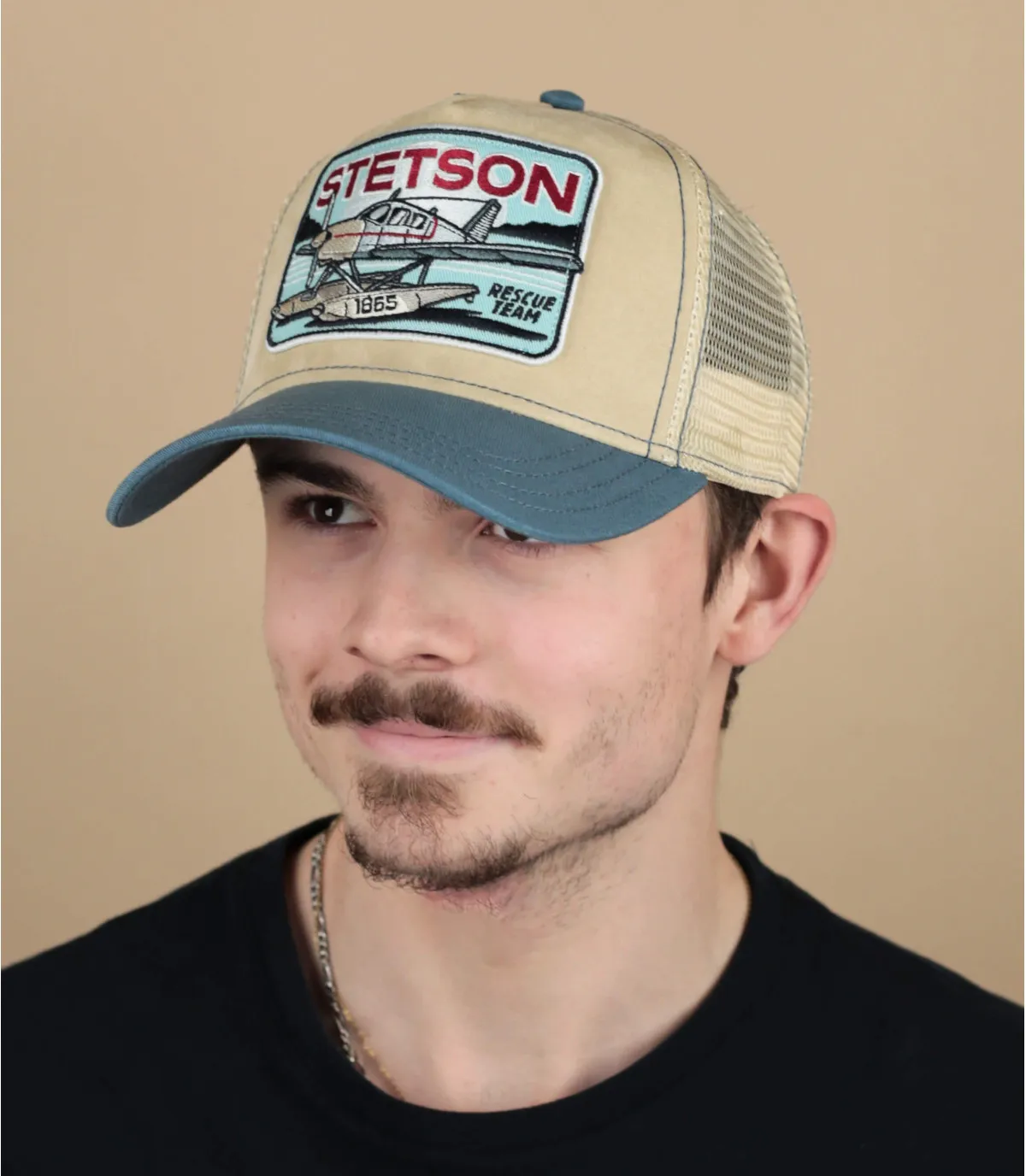 Cappellino stetson beige e blu  Trucker Cap Rescue Team     