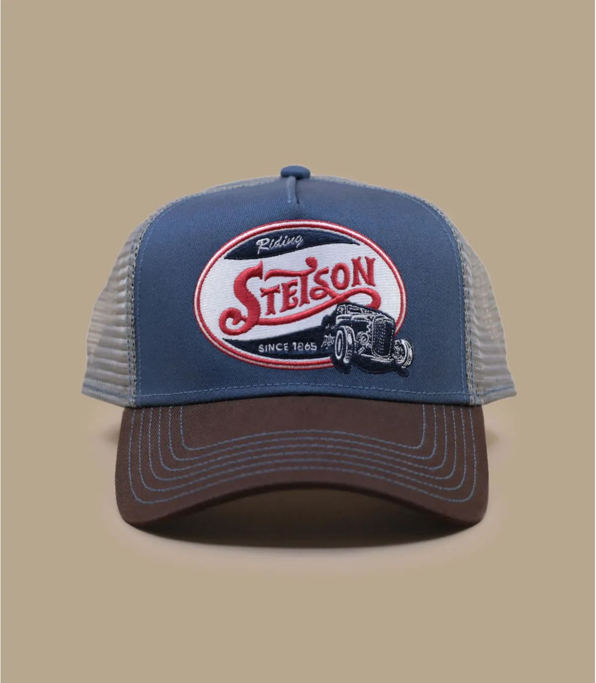 Cappellino trucker stetson blu e marrone  Trucker Cap Riding Hot Road     