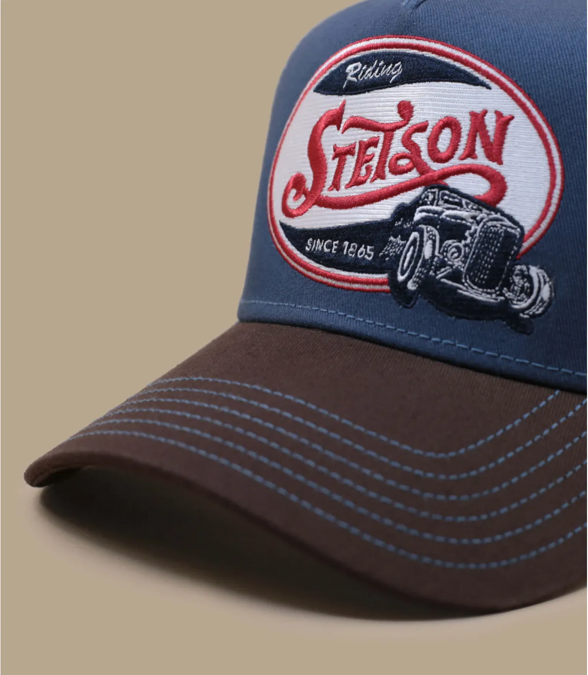 Cappellino trucker stetson blu e marrone  Trucker Cap Riding Hot Road     