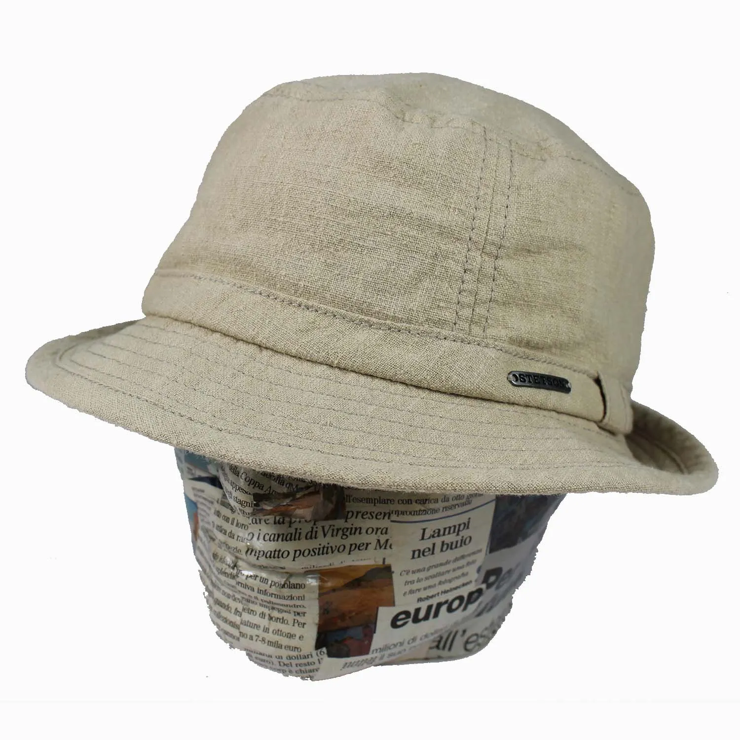 Cappello da pescatore in lino colore beige – Bucket hat Stetson