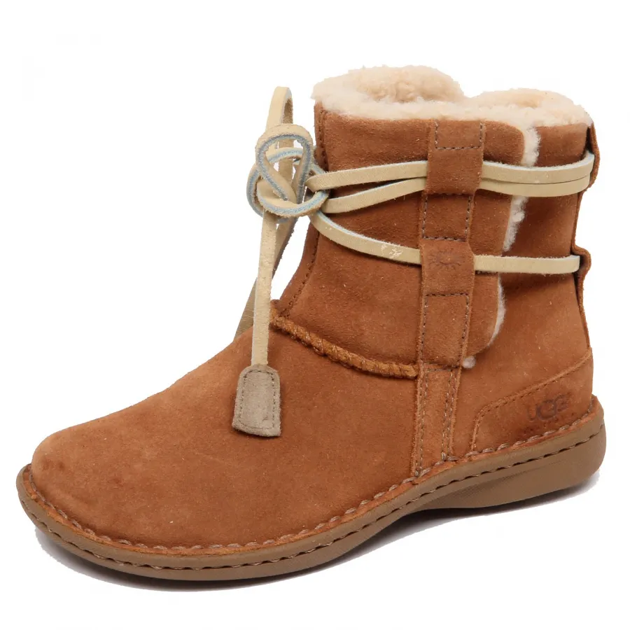 F3512 (NO BOX) stivale bimba girl UGG scarpe light brown suede shoe boot