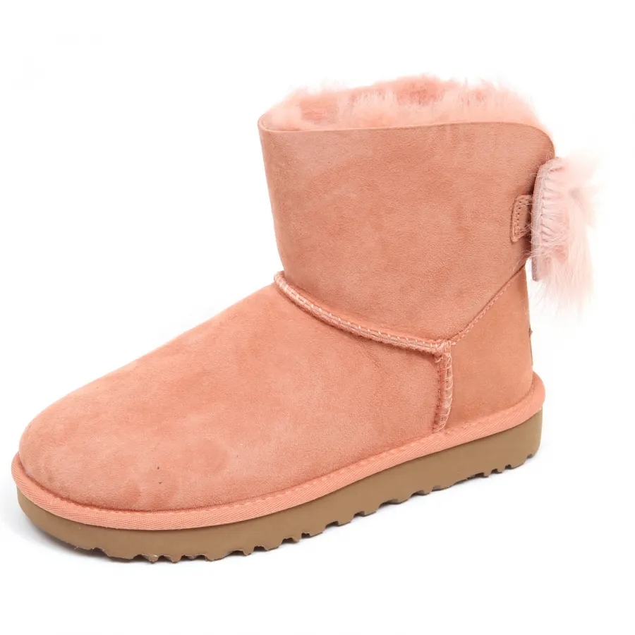 F7654 stivale donna pink UGG W FLUFF BOW MINI fiocco bow boot shoe woman