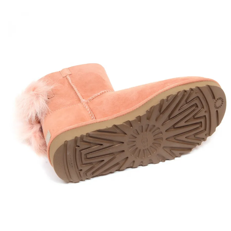 F7654 stivale donna pink UGG W FLUFF BOW MINI fiocco bow boot shoe woman