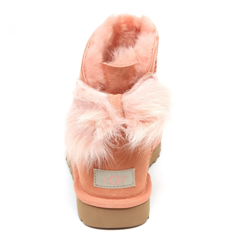 F7654 stivale donna pink UGG W FLUFF BOW MINI fiocco bow boot shoe woman