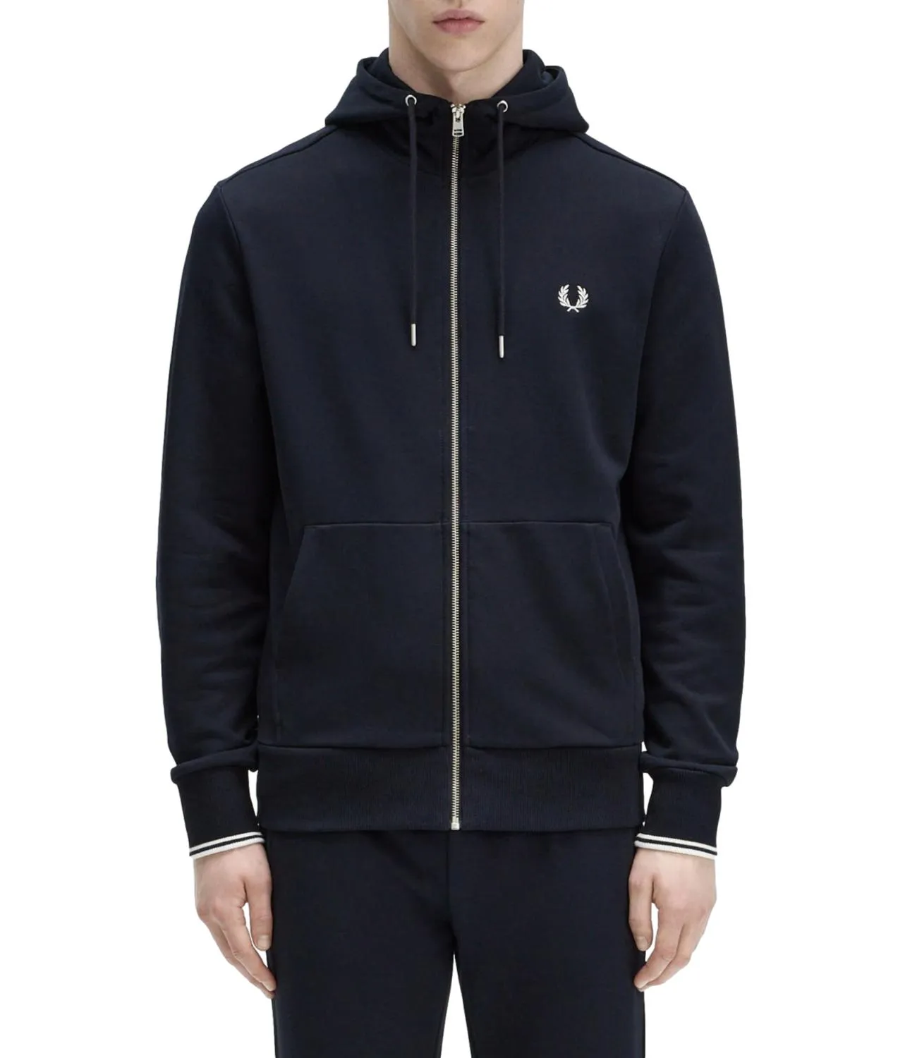 Felpa Fred Perry blu con zip e cappuccio