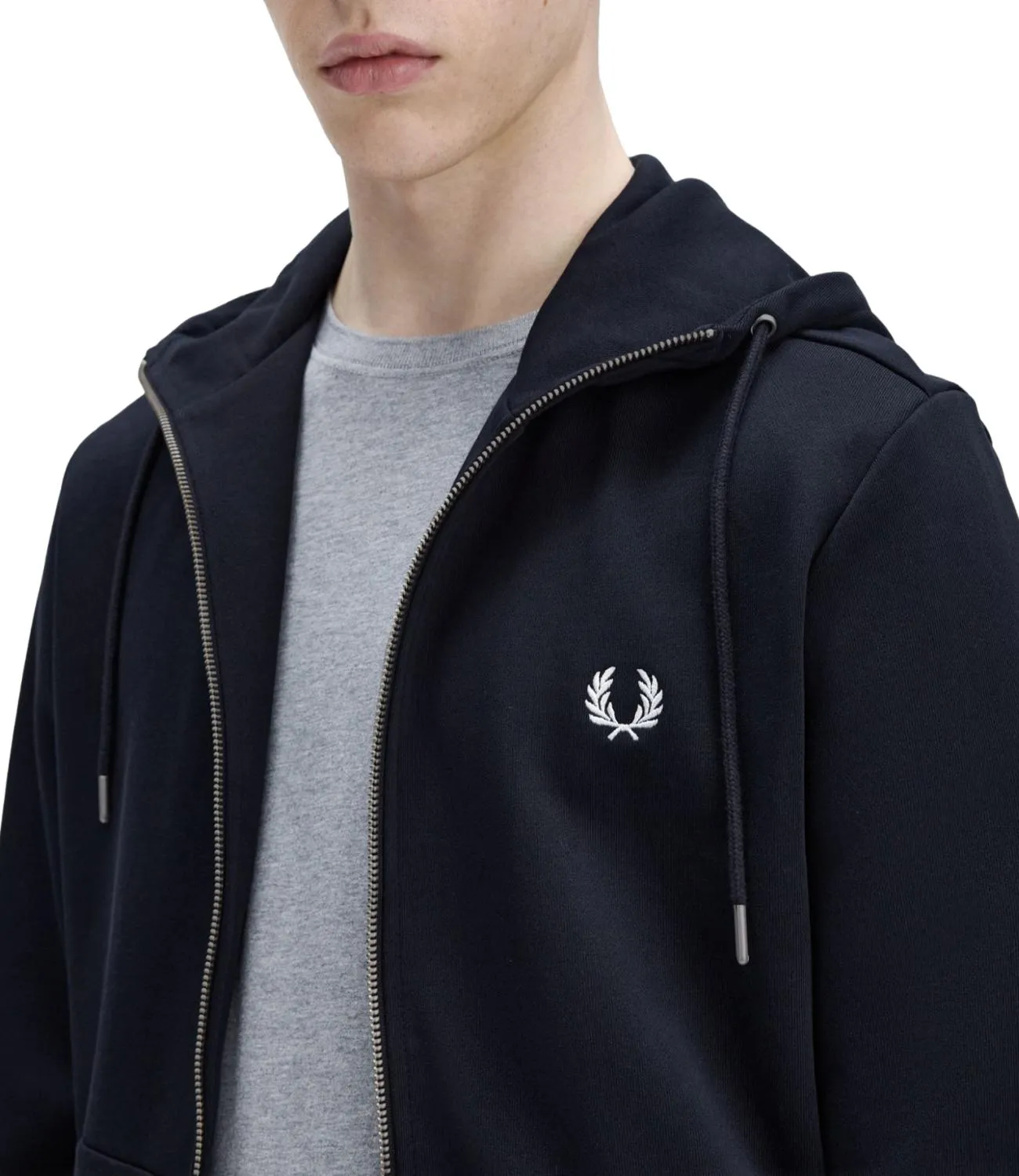 Felpa Fred Perry blu con zip e cappuccio