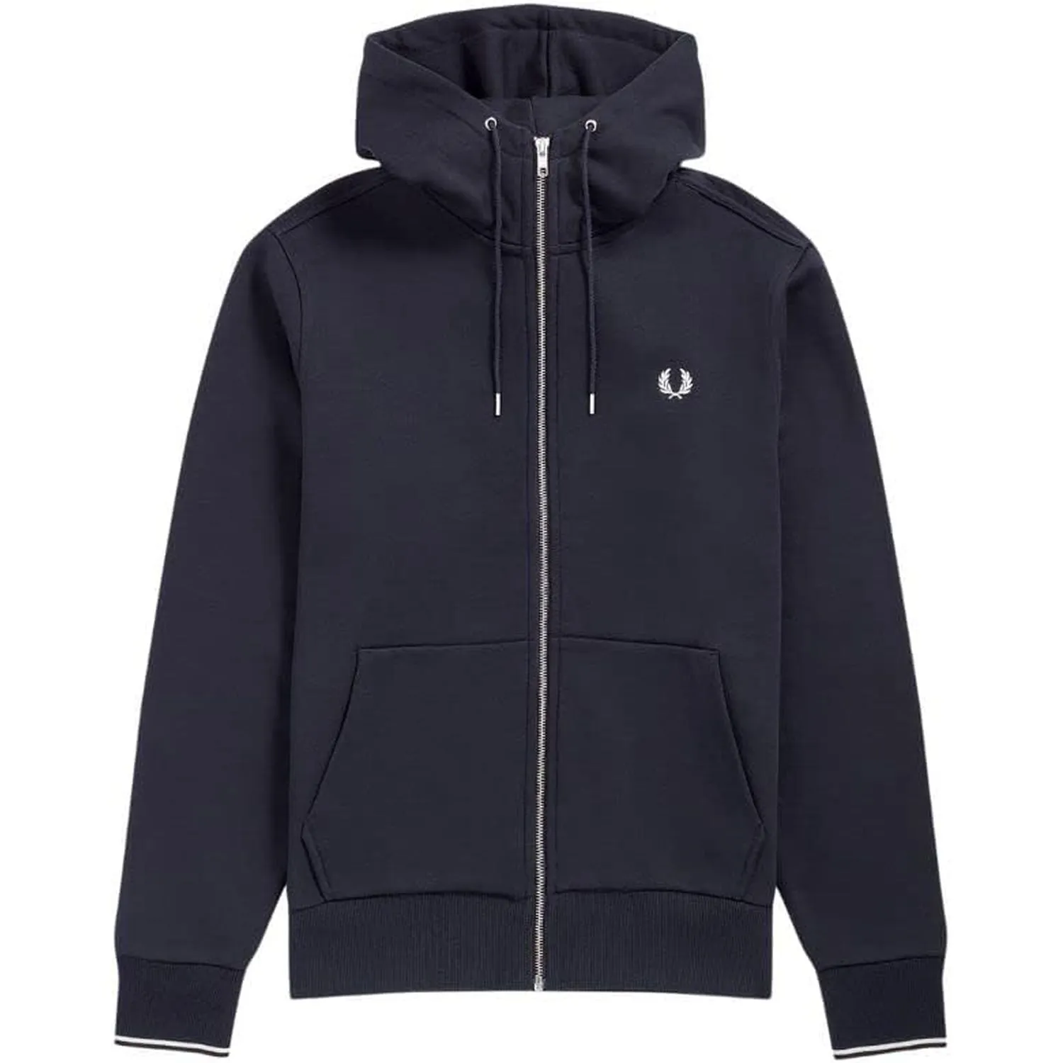 Felpa FRED PERRY Uomo HOODED ZIP THROUGH Navy