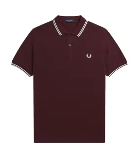 Fred Perry Polo uomo bordeaux twin tipped