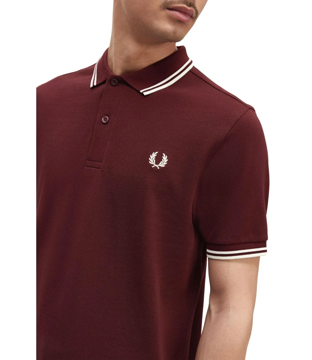 Fred Perry Polo uomo bordeaux twin tipped