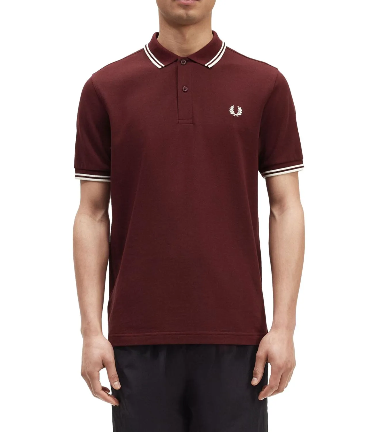 Fred Perry Polo uomo bordeaux twin tipped