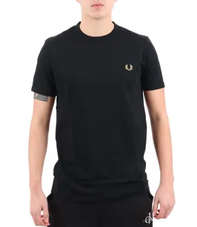 Fred Perry t-shirt nera uomo ringer