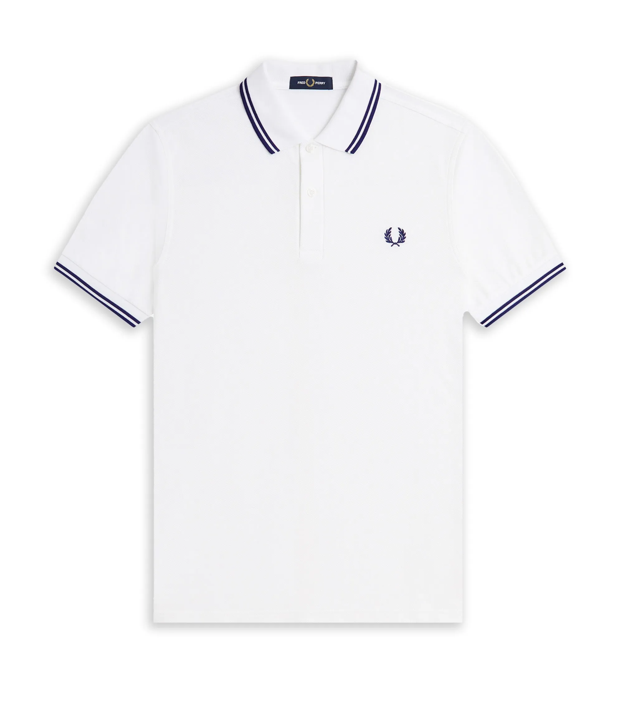 Polo Fred Perry Bianco Blu Uomo