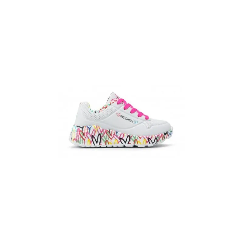 Skechers Uno Lite Lovely Luv White Multi Cuori Suola Junior