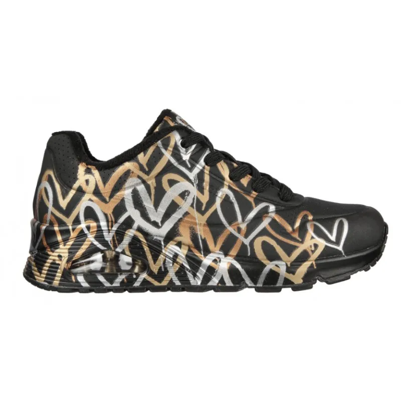 Skechers Uno-Metallic Love Black/Gold Donna