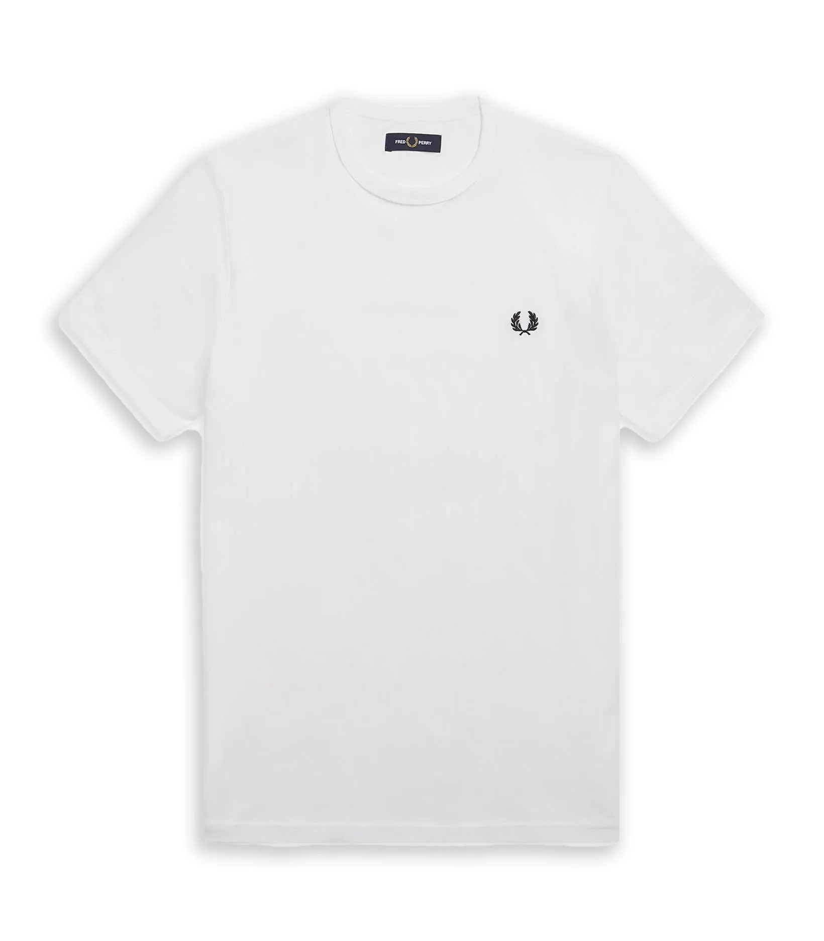 T-Shirt Fred Perry Ringer Logo Bianco Uomo