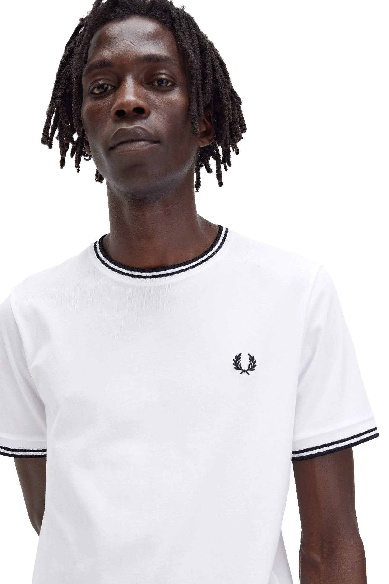 T-Shirt Fred Perry Twin Tipped Righe Bianco Uomo