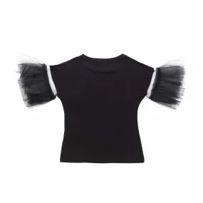 T-Shirt Nera Tulle Bambina Teen